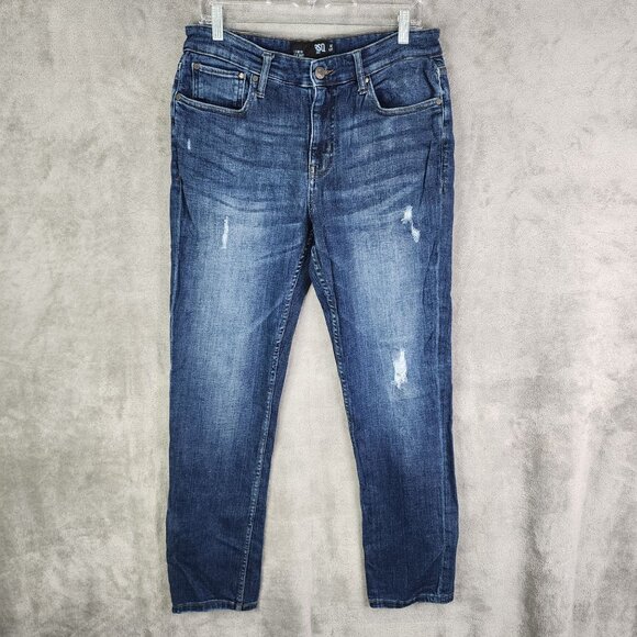 Mens RSQ Denim Blue Jeans London Skinny Distressed Cotton Blend Size 32X32 - Picture 2 of 10